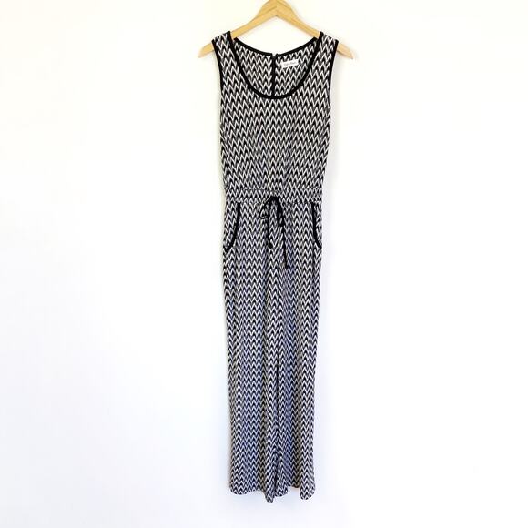 Calvin Klein Sleeveless Chevron Stripe Drawstring Jumpsuit Size 4 - Picture 1 of 8